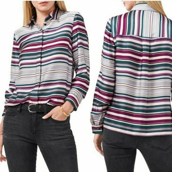 Vince Camuto Tops - VINCE Camuto Vineyard Stripe Button-up Shirt
